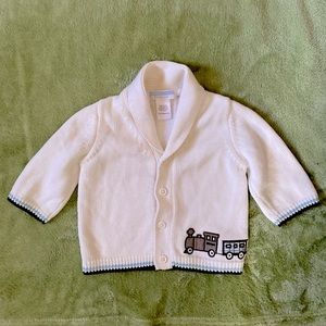 Janie and Jack 3-6months button up sweater with train details